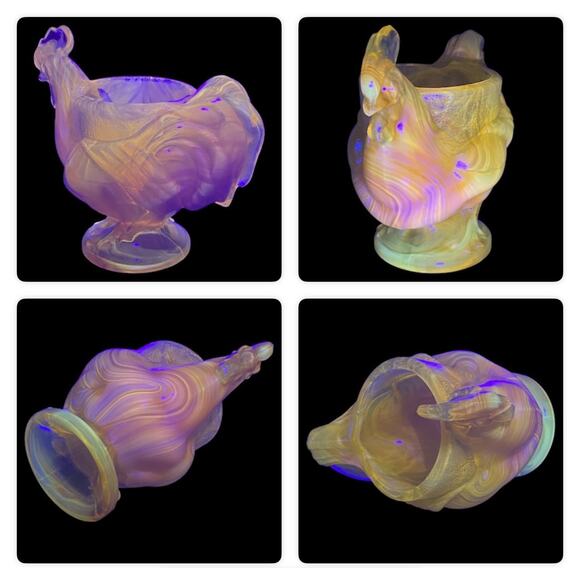 Boyds Glass Extra Large Rooster Egg Cup 1999 Autumn Harvest GLOWS OOAK B1077 - Picture 3 of 15